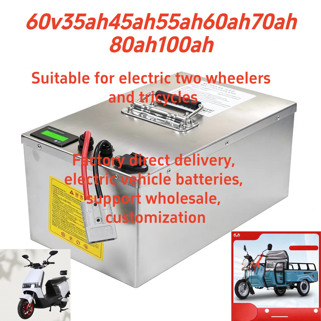 60V 50Ah Electric Scooter Battery - Paquete de baterías LiFePO4 de 60V